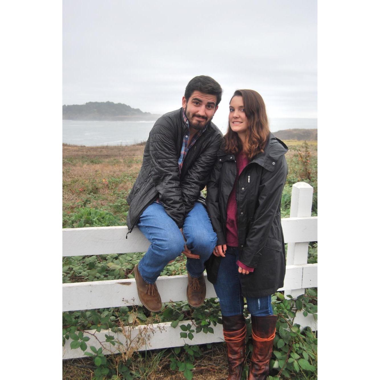 Enjoying a foggy day in Mendocino, California.