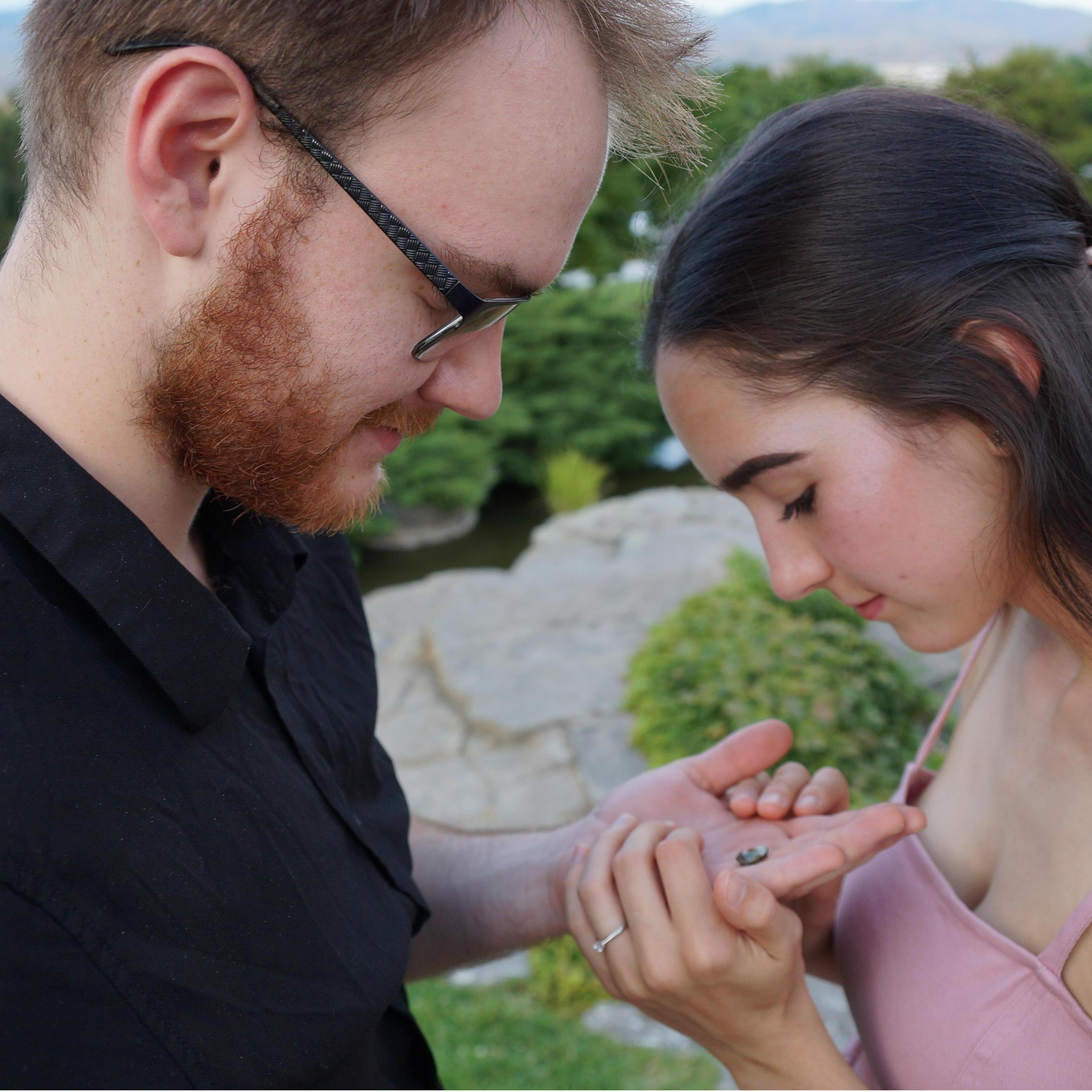 We found a frog while taking engagement photos and this photo was captured.
