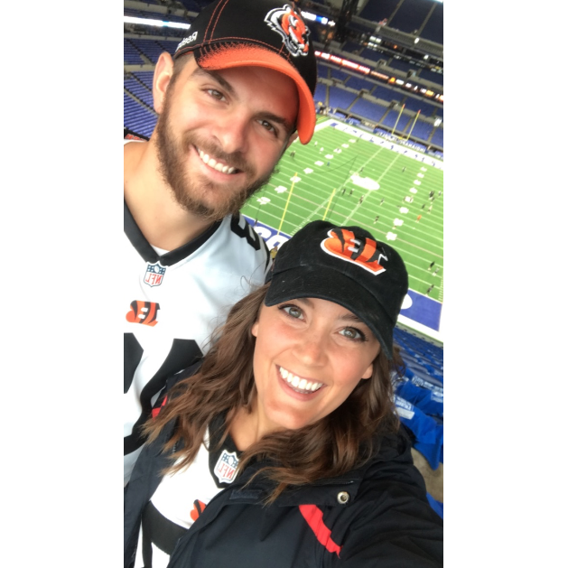We got to experience our first NFL game together. We represented the Bengals at the Colts!