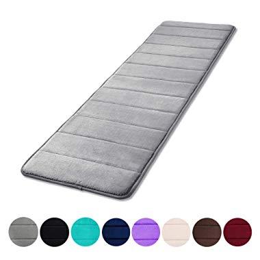 Memory Foam Soft Bath Mats - Non Slip Absorbent Bathroom Rugs Rubber Back Runner Mat for Kitchen Bathroom Floors 16"x47", Grey