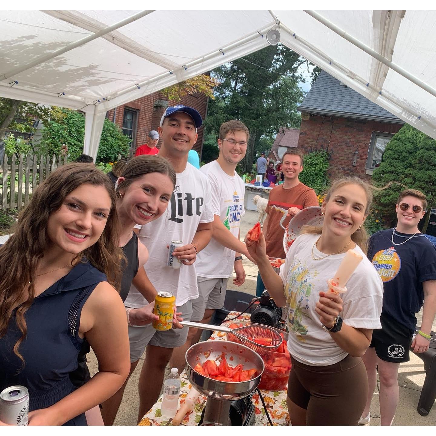We don't know what is better... our wedding day or making sauce with the Stankos every summer!