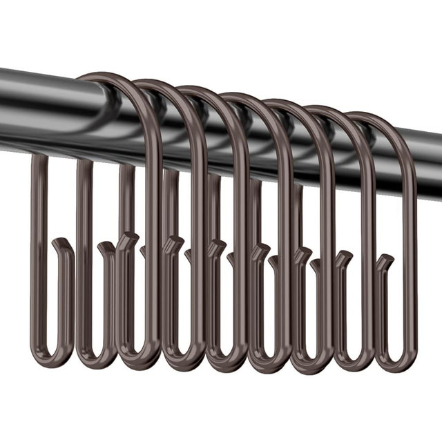 Bronze Shower Curtain Hooks Rings，Double Sided Shower Curtain Hooks Rust Proof，12 pcs Shower Hooks for Inside Shower，Smooth Sliding Anti-Drop Double Shower Rings for Curtain