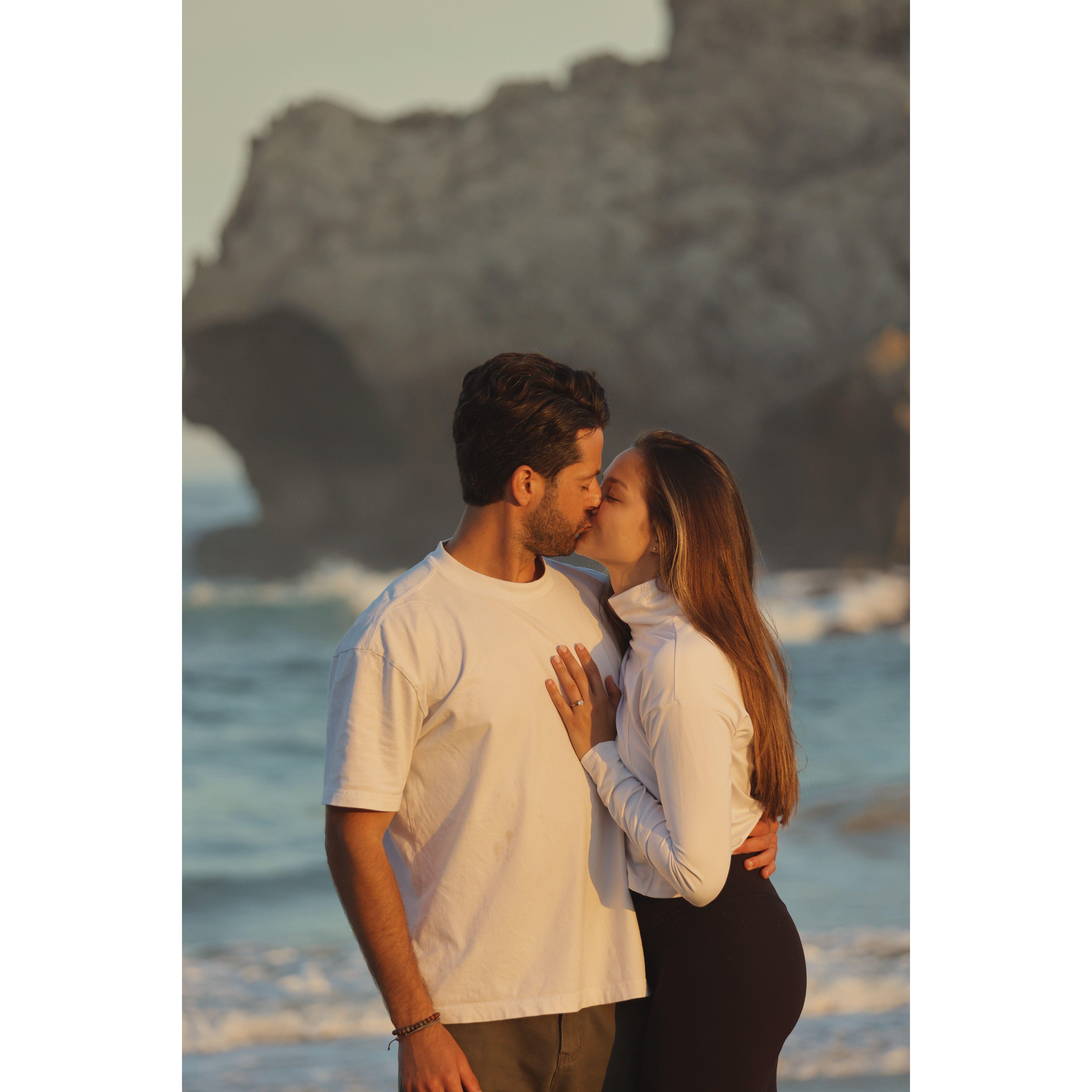 After Tim proposed on a secluded beach in South Africa, we asked a stranger to take some photos of us! They came out pretty good.