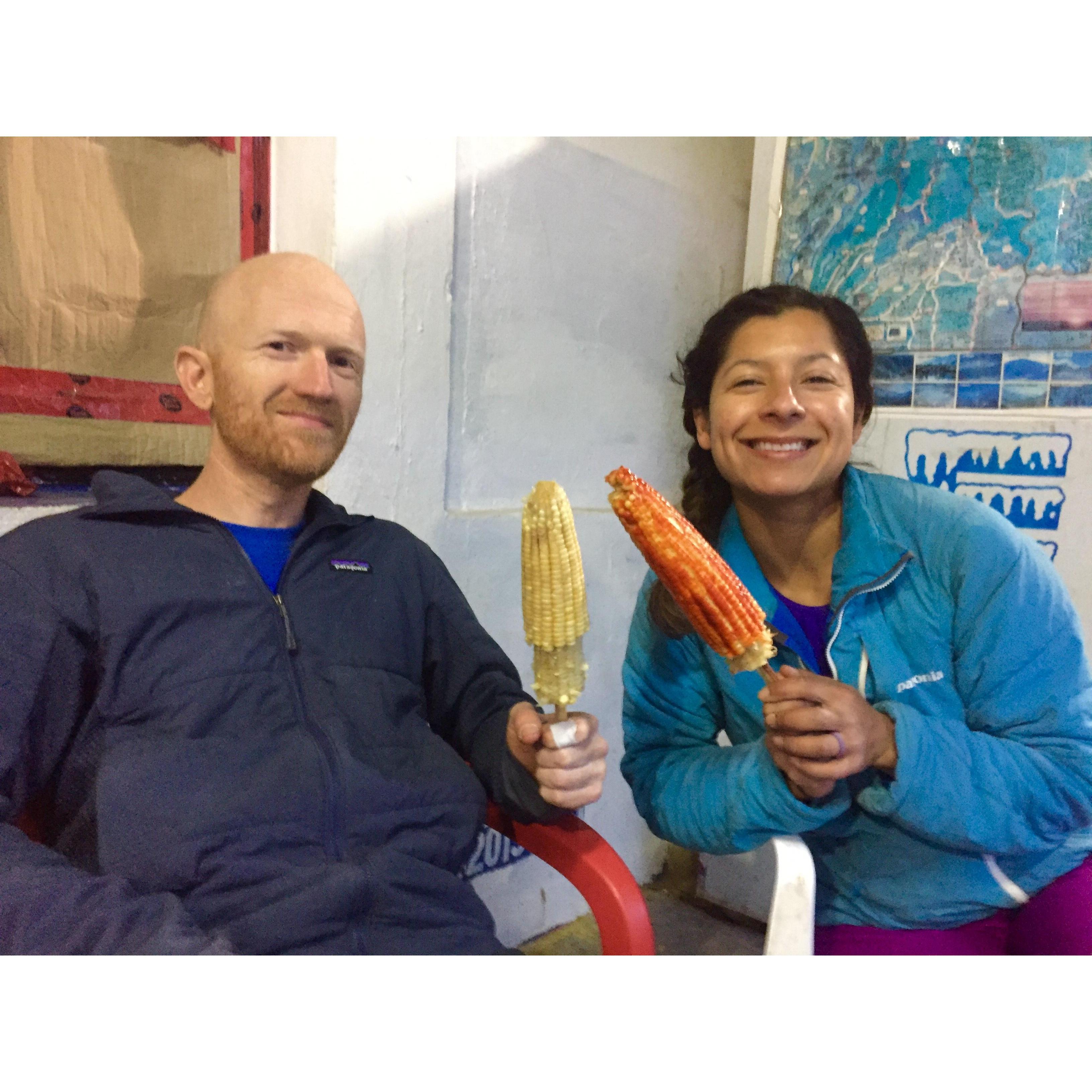 Our favorite pass time...eating elotes in MX.