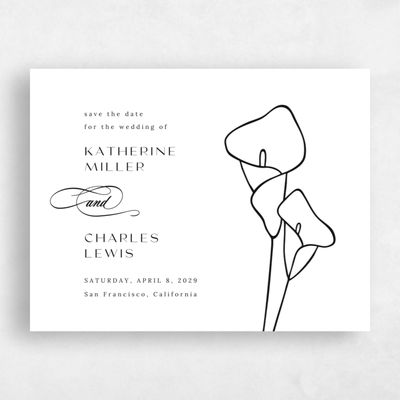 White Wedding Save the Date - Calle Landscape
