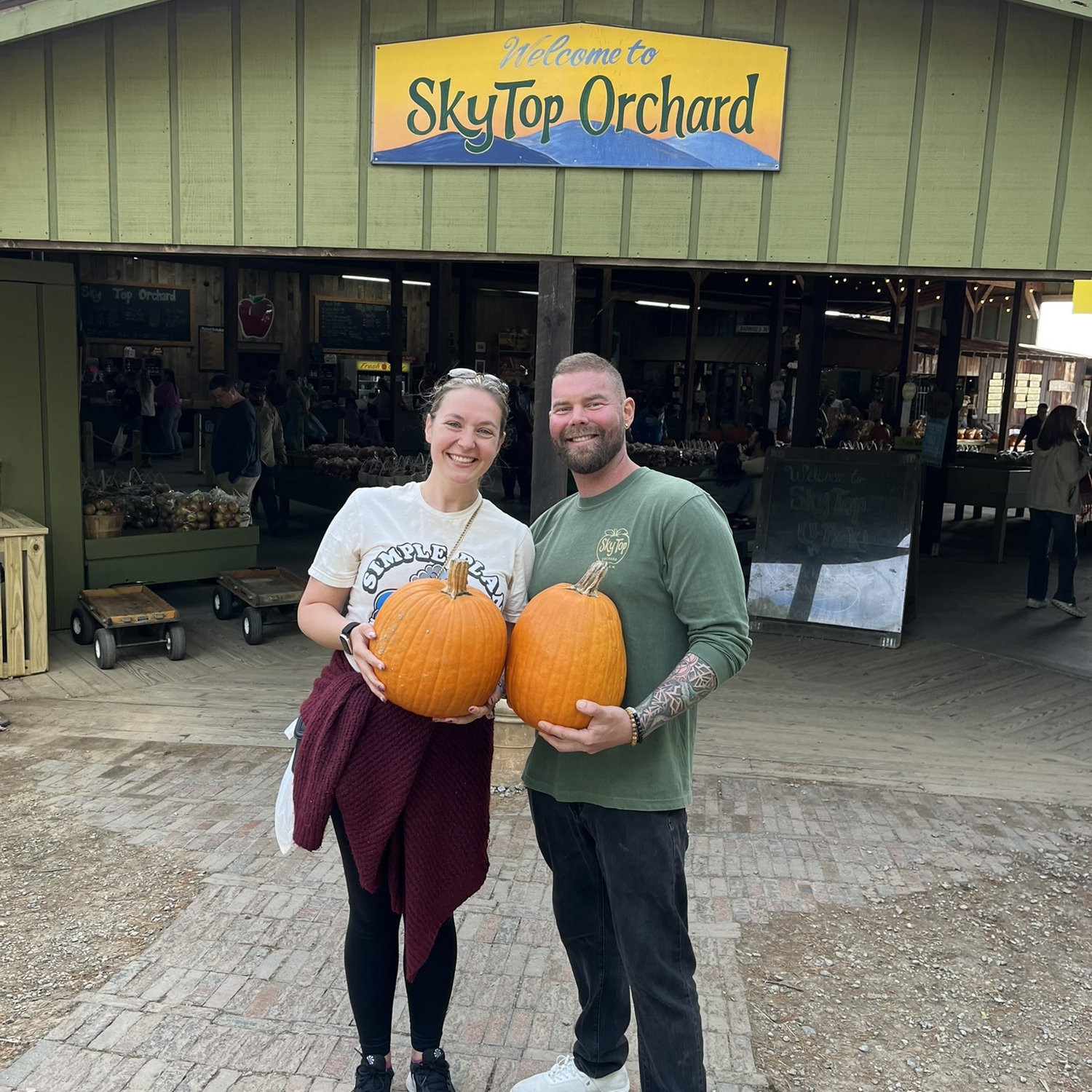 When we went apple picking! A day before Stormy dislocated her knee on the plane home!