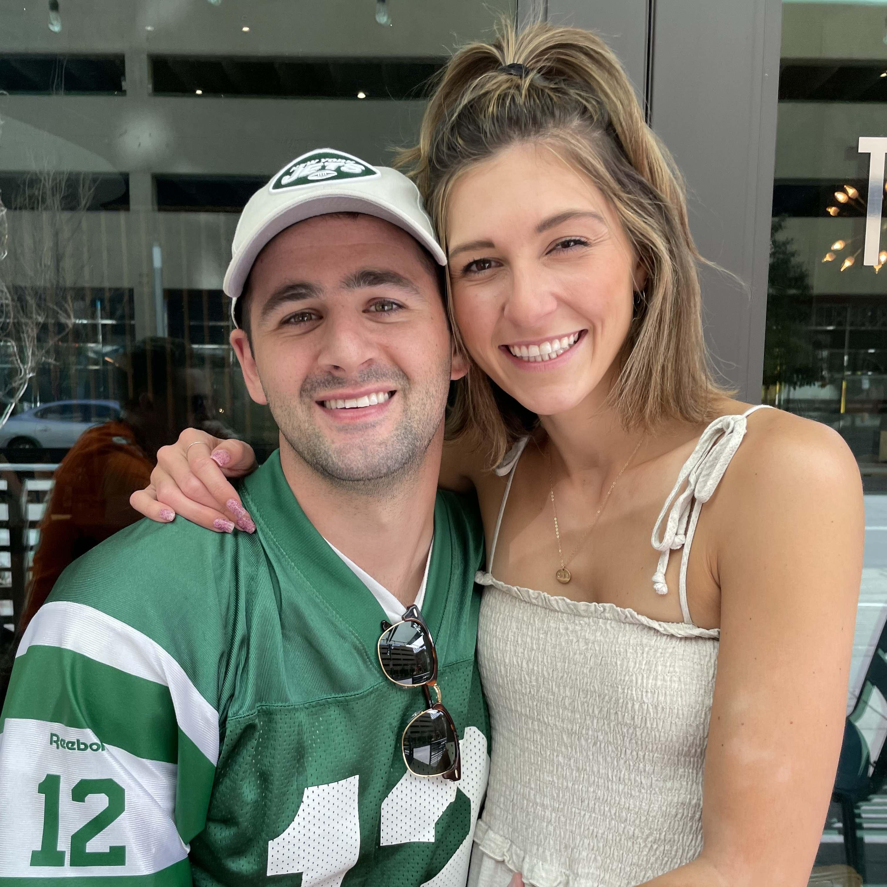 Cheering on Victor's favorite NFL team, the Jets, Fall 2021