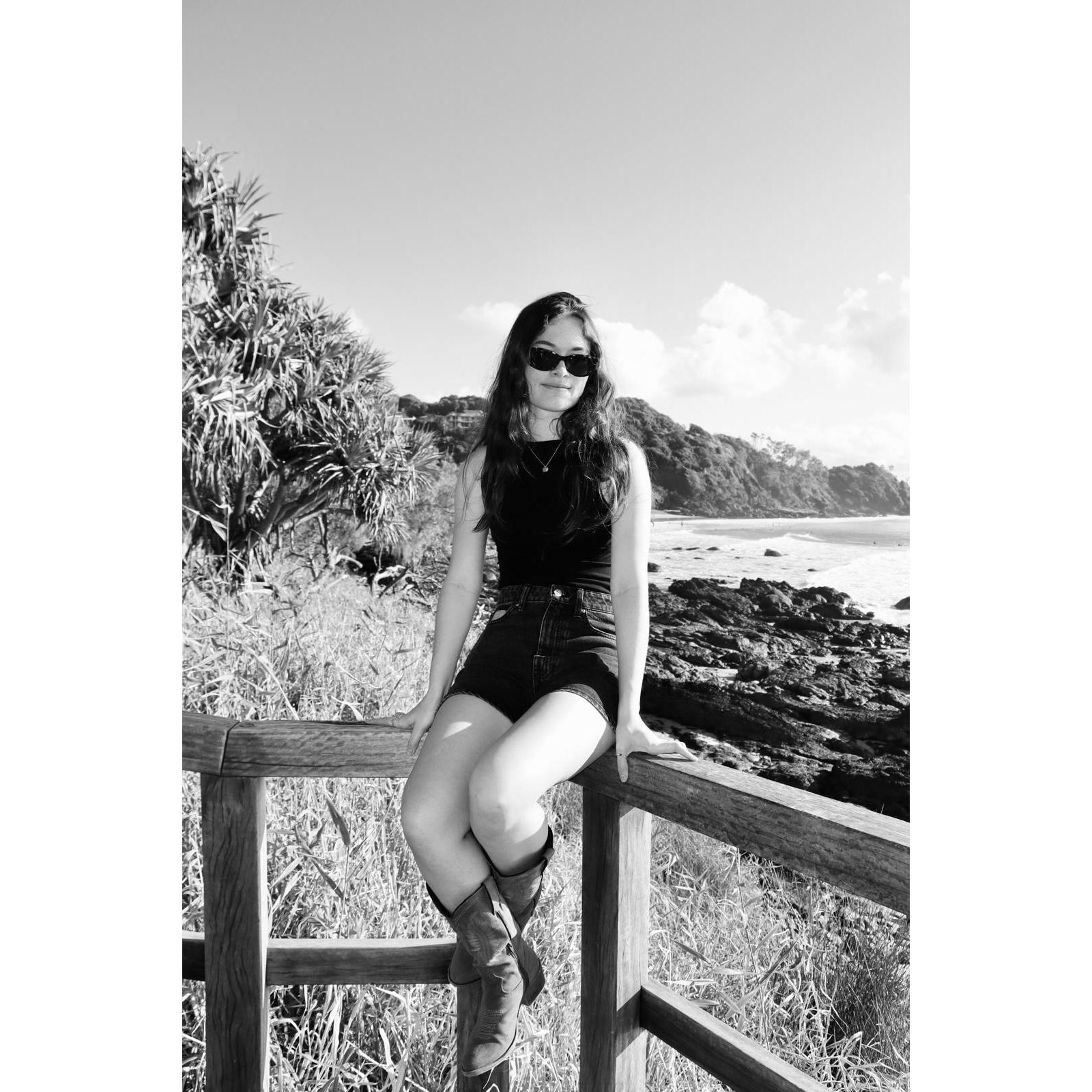 A photograph Manu took of me while at Wategos's beach with friends