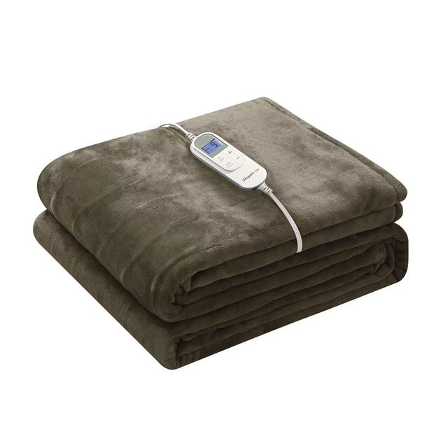 Wapaneus Heated Blanket Electric Full Size 72"x84" with 10 Heating Levels 12 Timer Settings and 8 Hours Auto-Shut Off,Flannel Fast-Heating Electric Blanket,ETL Listed Machine Washable,Dark Brown