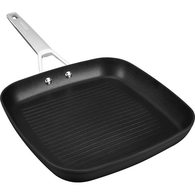MsMk 11 Inch Induction Grill Pan, Bacon Carbonize also Nonstick, PFOA Free Non-Toxic, Stay-Cool Handle, Scratch-resistant, Induction Griddle Pan for Stove Top