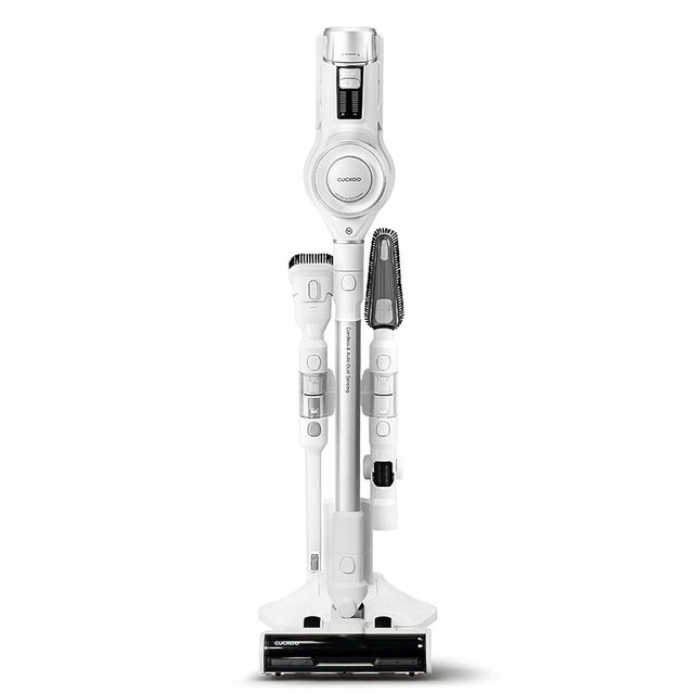 CUCKOO Powerclone Cordless Vacuum Cleaner for Home with Charging Stand, High-Suction Cordless Stick Vacuum Cleaner for Hardwood Floor and Carpet, Includes Multiple Attachments, White (CVC-A1410NW)