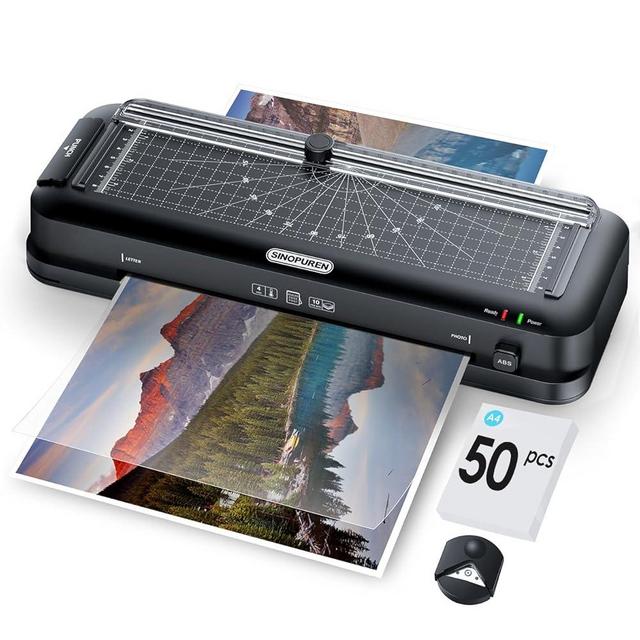 Thermal Laminator Machine, 9-Inch, 3-in-1 Laminator with Built-in Paper Trimmer, Hole Punch & Corner Rounder, 50 Laminating Pouches, Fast 3-Min Warm-Up, Jam-Free for Home, Office, School