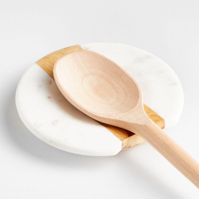 Natural Wood Marble Spoon Rest