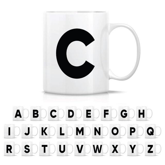 Retreez Initial A-Z Alphabet Monogrammed Monogram Mug 11 Oz Ceramic Tea Coffee Mugs - Graduation Appreciation Thank You Holiday Birthday Gifts for her friend coworker mother father sister - C Initial