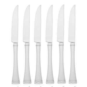 Lenox Silverware Set, Portola 12-Piece Steak Knife Flatware Set, Service For 12, Made Of 18/10 Stainless Steel, Dishwasher Safe, Home And Kitchen Utensils, Knives, Cutlery (Silver, 12 Piece)