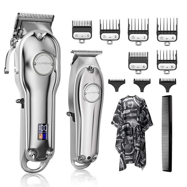 Hair Clippers for Men SUPRENT Cordless Hair Cutting Kit & T-Blade Trimmer Kit, Professional Barber Kit with LED Display For Family