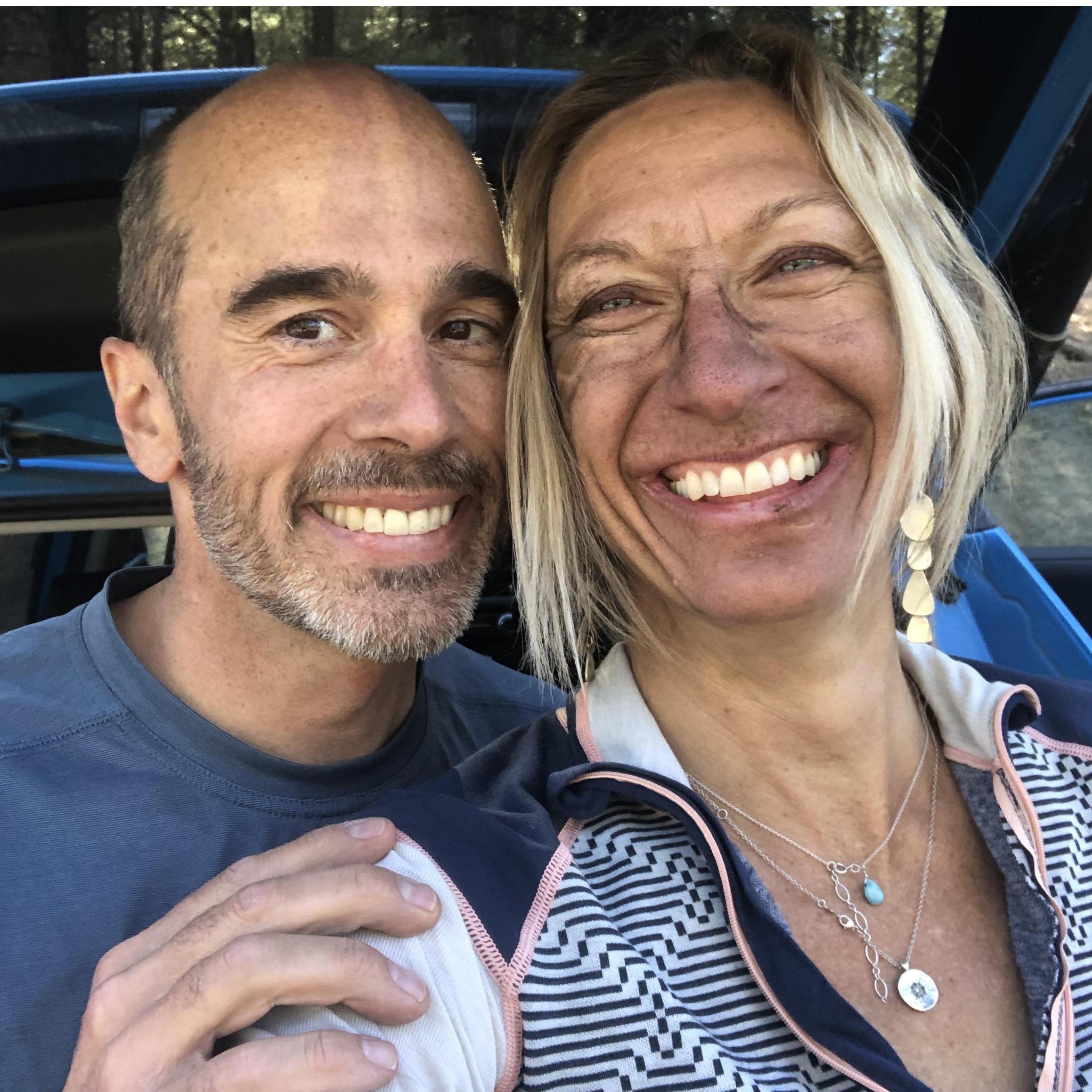 Shelly took a big digger off her mountain bike but finished the ride anyway - Joe's smiling because he likes that Shelly doesn't mind getting dirty.