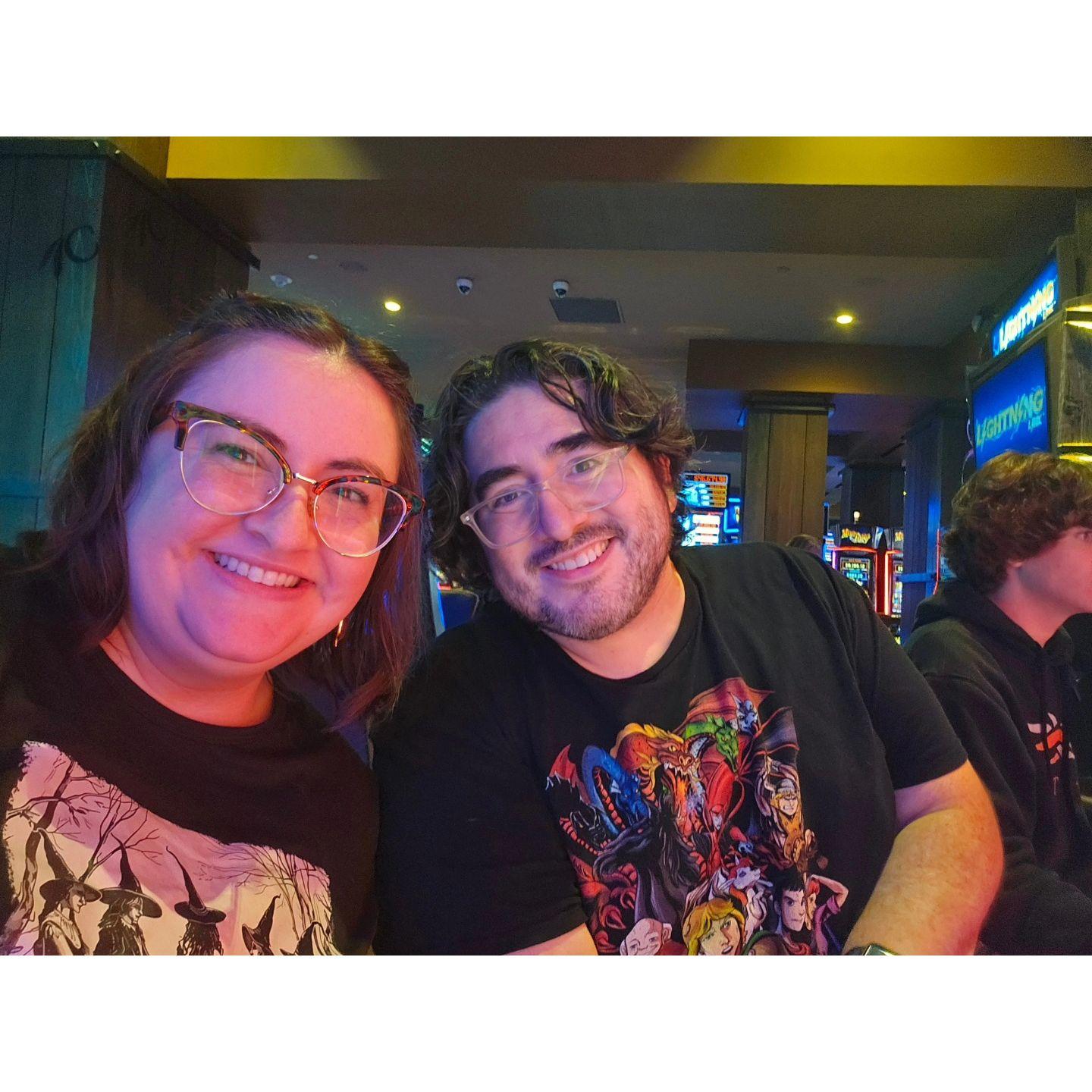We went on a date to the casino. I guess all our luck was used up meeting each other because we did not win a dang thing.