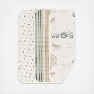Charlie Farmhouse Newborn Baby Burp Cloth, Set of 3