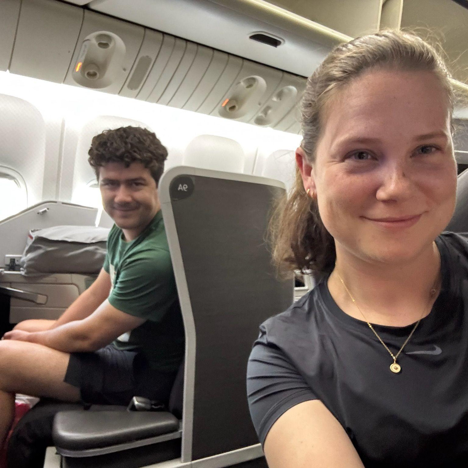 Our first (and only) time flying first class together