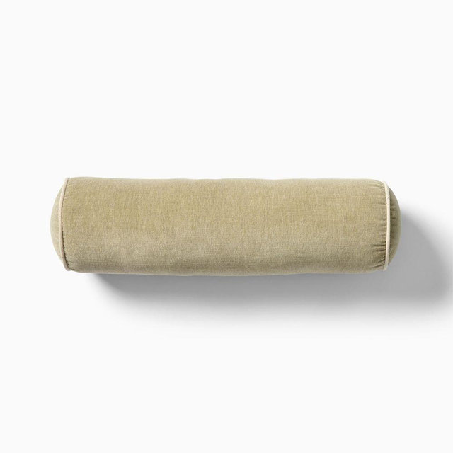 Cotton Velvet Bolster Pillow, 6x20, Elm