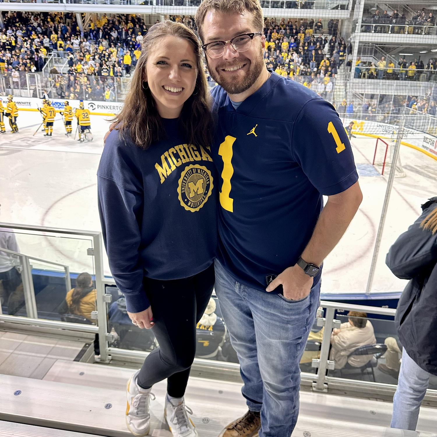 Making our relationship “public” and attending a hockey game with my friends.
