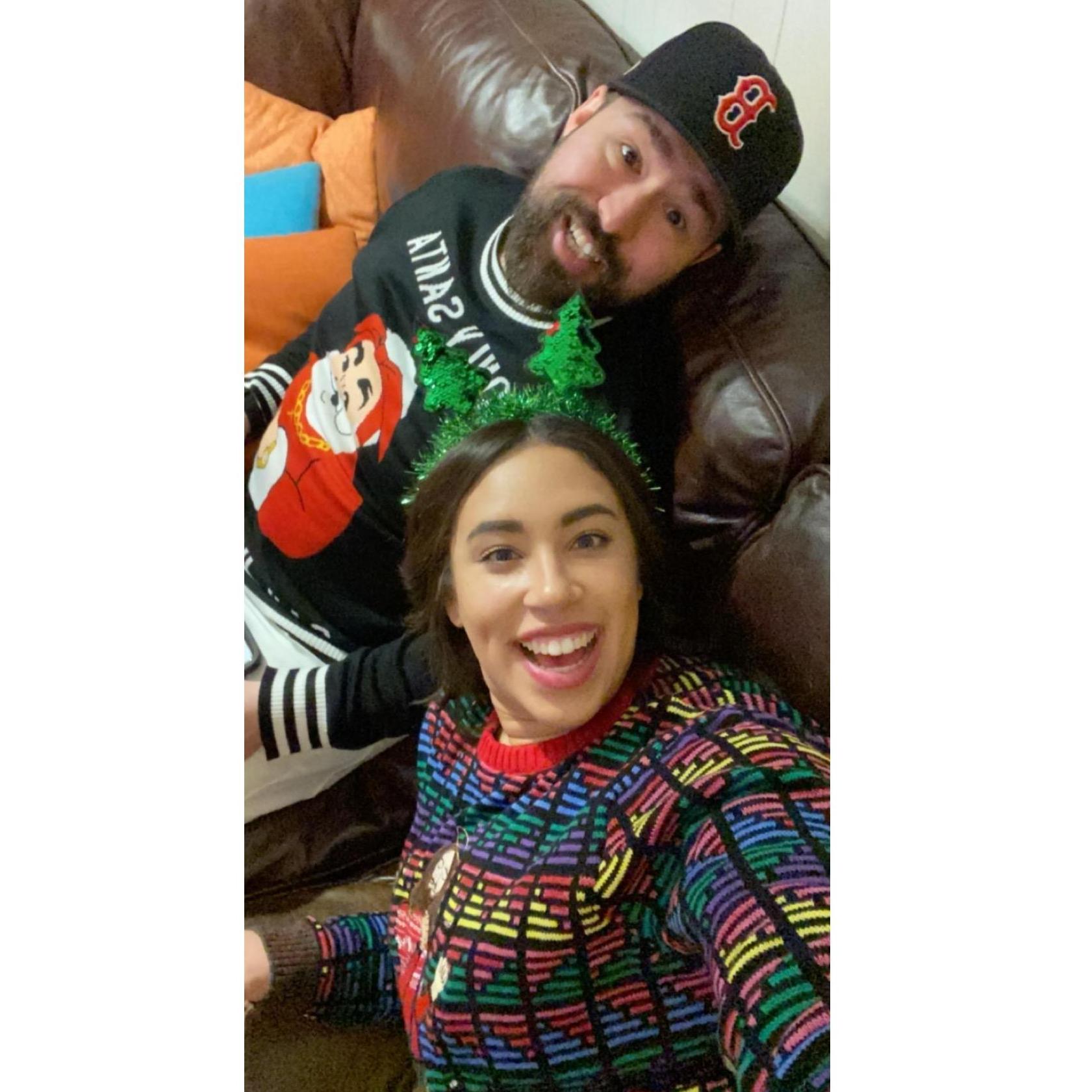 December 2019 - You're looking at 1st & 2nd place of the Ugly Christmas Outfit party!