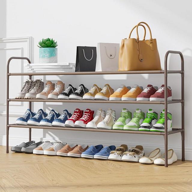 Kitsure Shoe Rack for Closet, Shoe Rack for Front Door Entrance, Sturdy Shoe Shelf, Stackable Closet Shoe Organizer for Garage, Space-Saving Shoe Rack Cabinet, Shoe Rack, Brown, Large