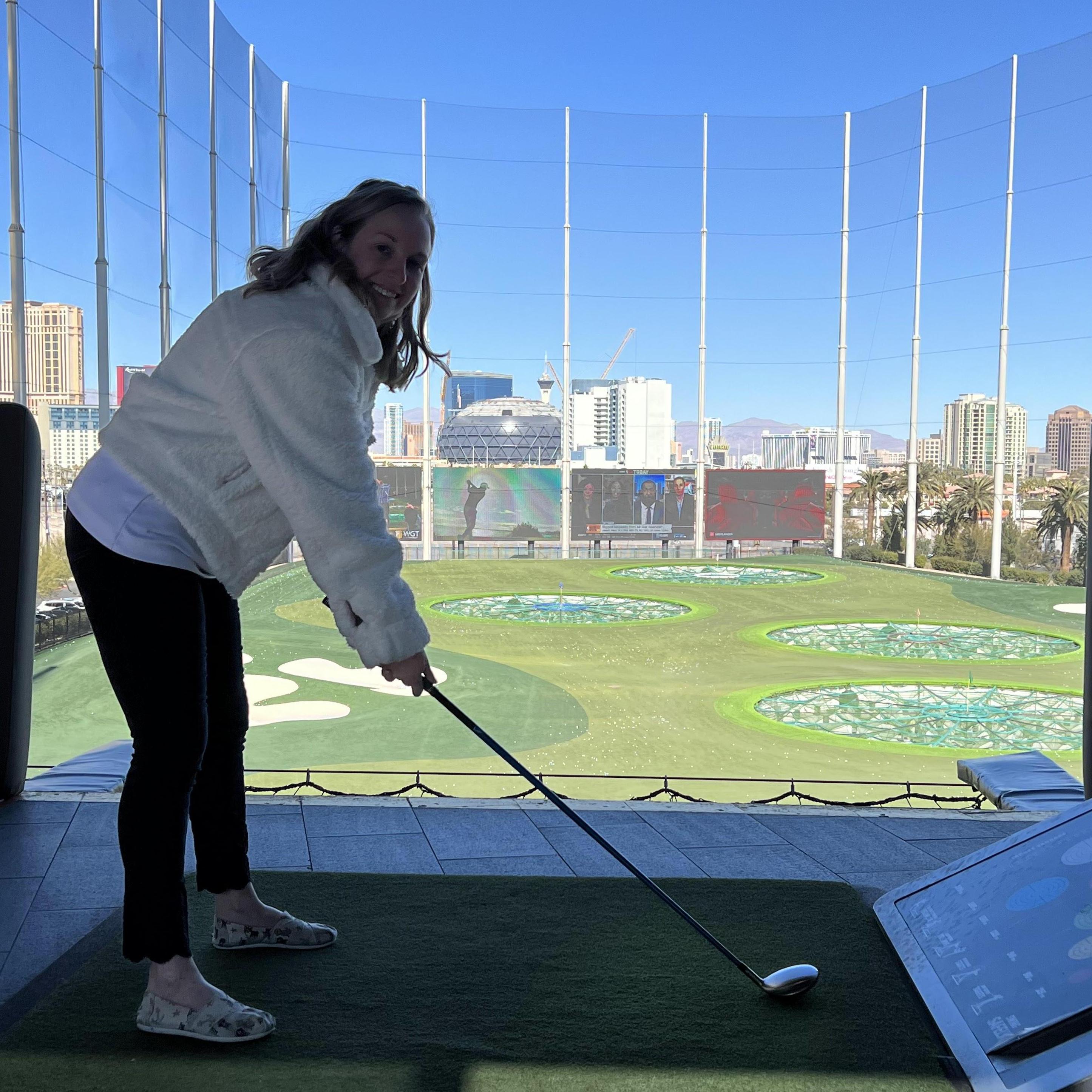 Sophie then beat Jon at Top Golf (... or at least thats how she remembers it!)