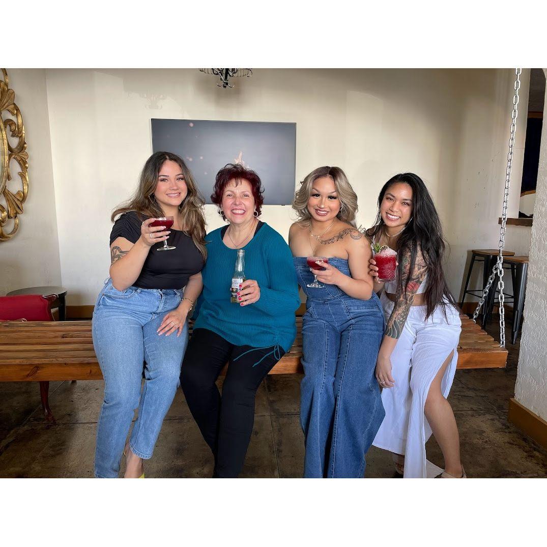 After an amazing dress fitting! Drink o'clock time!