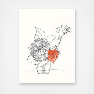 Black and White with Peach Rose Wall Art