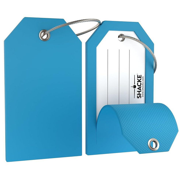 Shacke 2 Luggage Tag for Bags and Suitcases – Flexible Silicone Travel Accessory – Waterproof, Stylish, and Lightweight Bag Identifier with ID Card (Aqua Teal)