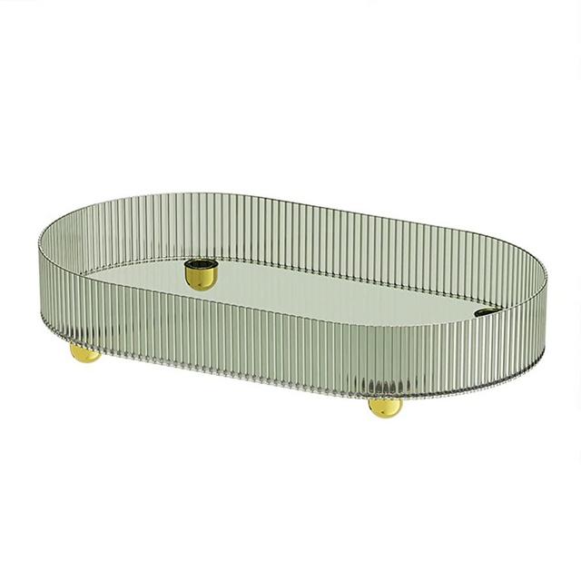 Light Luxury Tray Teacup Storage countertop Makeup Table Tray, Decorative Tray for Coffee Table countertop Kitchen Appetizer Breakfast Bed Bathroom or nightstand(Green)