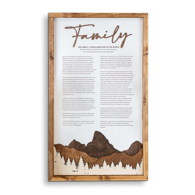 The Family: A Proclamation to the World | Framed Scenic Sign with Multi-layered Scenes | Church of Jesus Christ LDS Wall Art | Family Proclamation Sign | LDS Gifts for Fathers |12"x20"