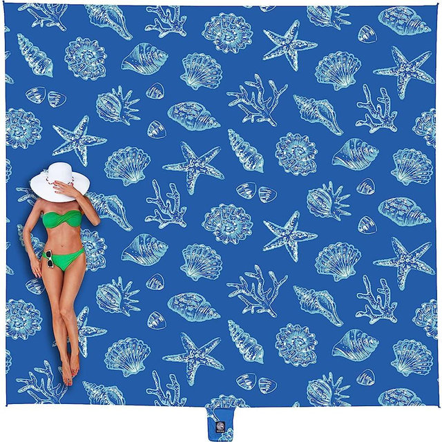 WEKAPO Beach Blanket Waterproof Sandproof Oversized, 108" X 132" Extra Large Beach Mat Sand Free, Lightweight & Compact Sand Free Mat Quick Drying with 6 Stakes & 4 Corner Pockets