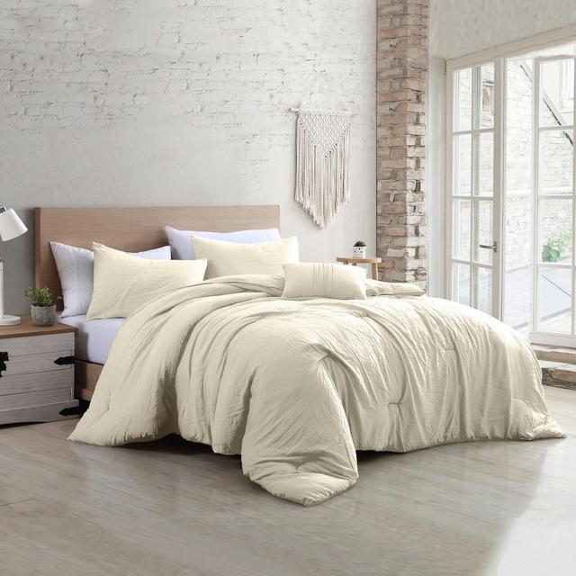 Modern Threads 4-Piece Garment-Washed Comforter Set Beck Coconut Queen