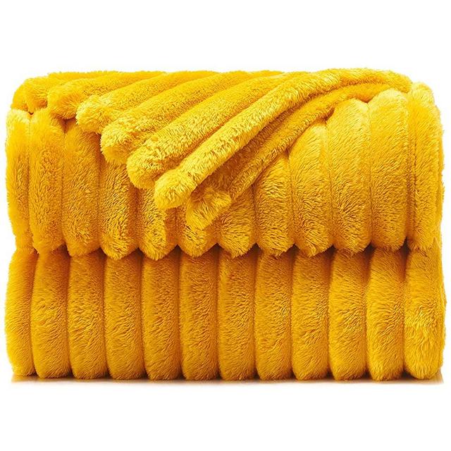 Throw Blankets – 50”x60”, Yellow - Lightweight Flannel Fleece - Soft, Cozy - Perfect for Bed, Sofa, Couch