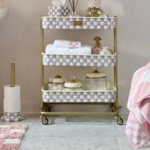 Violet Check 3-Tier Kitchen Cart