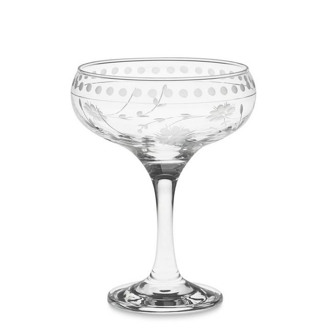 Vintage Etched Coupe Glasses, Set of 4