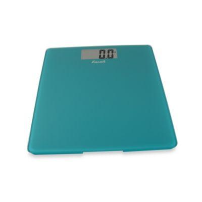 Escali® Glass Platform Bathroom Scale in Peacock Blue