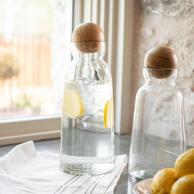 Glass & Mango Wood Decanter - Large
