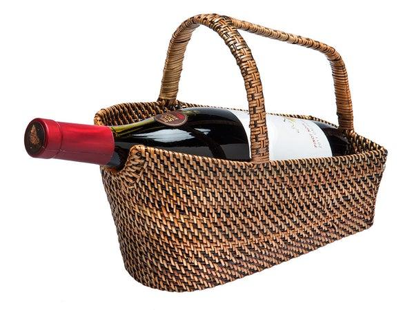 Carmel Wine Bottle Basket & Decanter in Rattan-Nito
