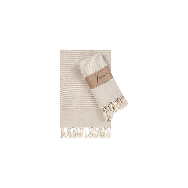 Toweach Turkish Hand Towel Set Bathroom (18 x 40) Farmhouse Decorative Kitchen Hand Towel, 100% Turkish Cotton, Sandproof, Quick Dry Boho Towels (Beige, 4)
