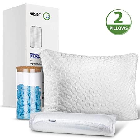 SORMAG Adjustable Shredded Memory Foam Pillows (2 Pack)
