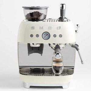 SMEG Cream Semi-Automatic Espresso Machine with Milk Frother + Reviews | Crate & Barrel