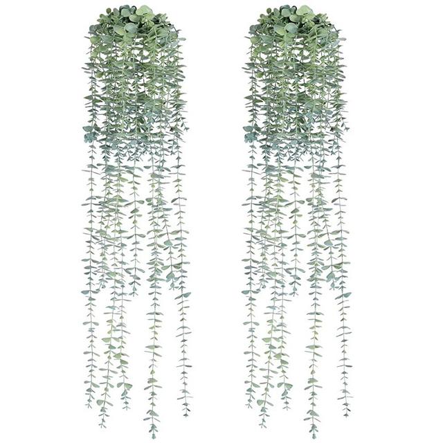 Faux Plants Fake Hanging Plants with Fake Plants for Bathroom Living Room Bedroom Wall Office Patio Artificial Hanging Plants Eucalyptus Hanging Plants Artificial Plants for Indoor Outdoor Decor 2pcs