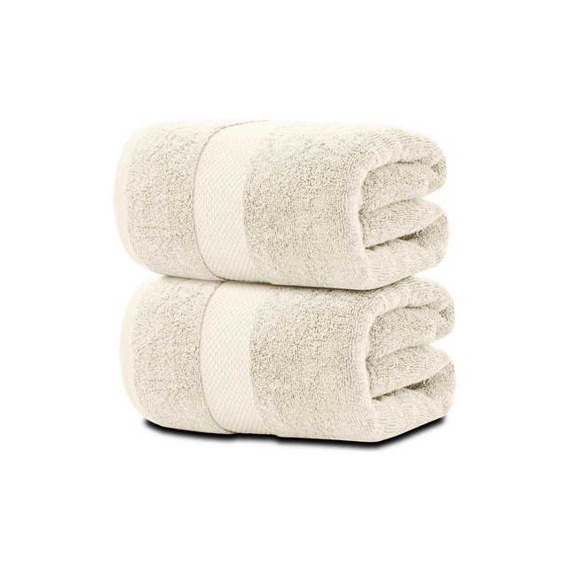 White Classic Luxury 100% Huge Cotton Bath Sheets Set of 2 - 35x70" Ivory