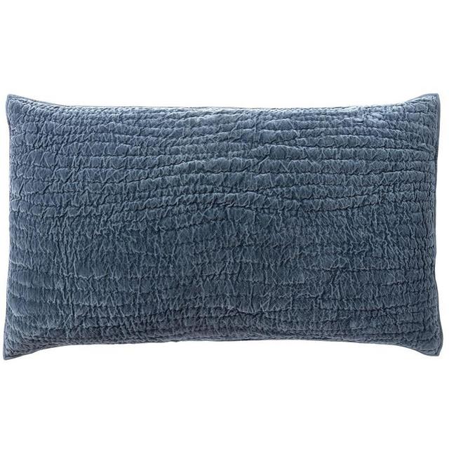 Washed Velvet Quilted Shams, King, Cobalt, Set of 2