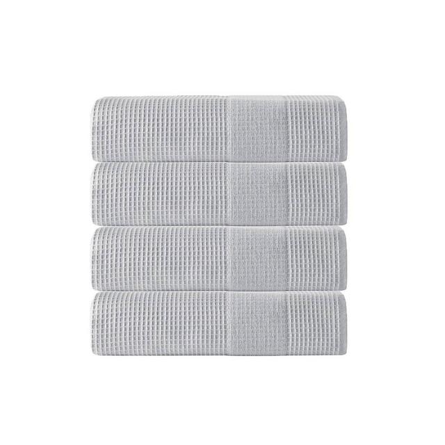 4pc Ria Turkish Cotton Bath Towel Set Silver - Enchante Home