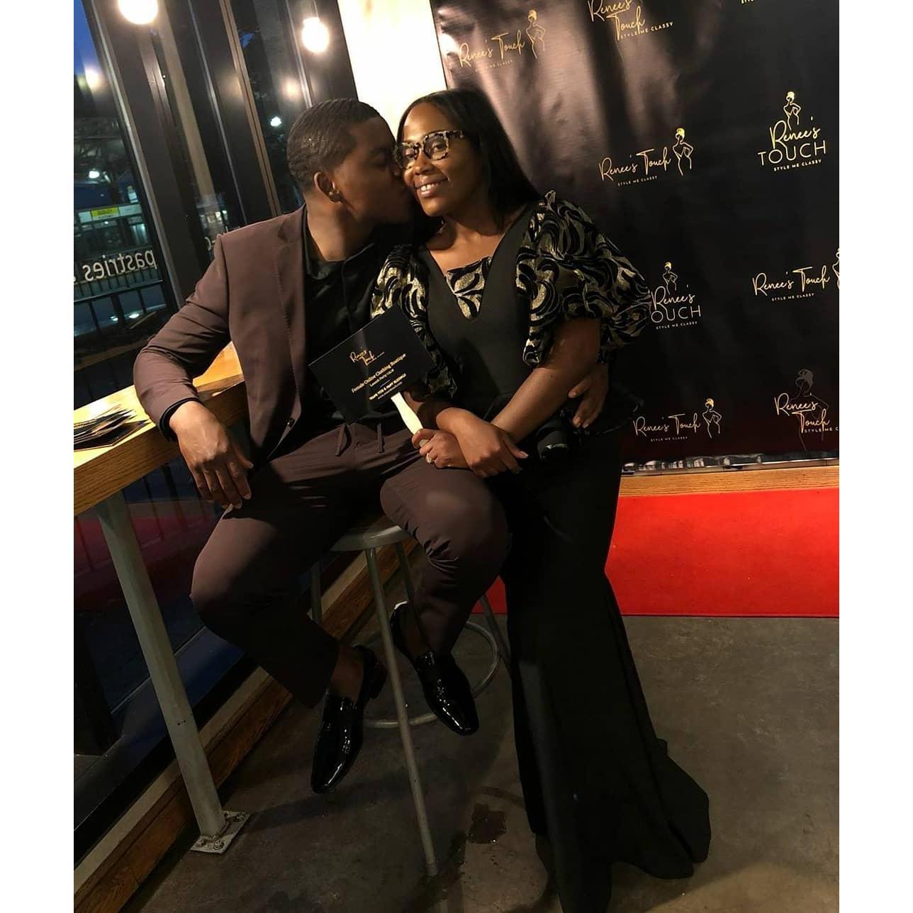 Celebrating the launch of Rochelle's online clothing boutique, Renee's Touch, in 2018.